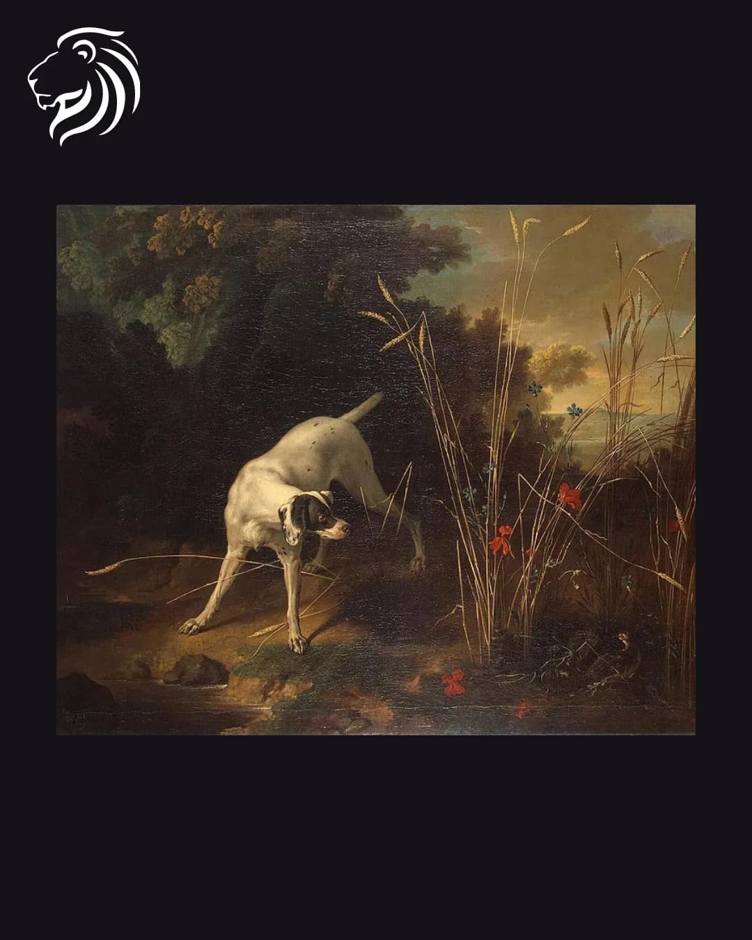 Dans le goût de Alexandre-François Desportes – Chien de chasse devant un paysage