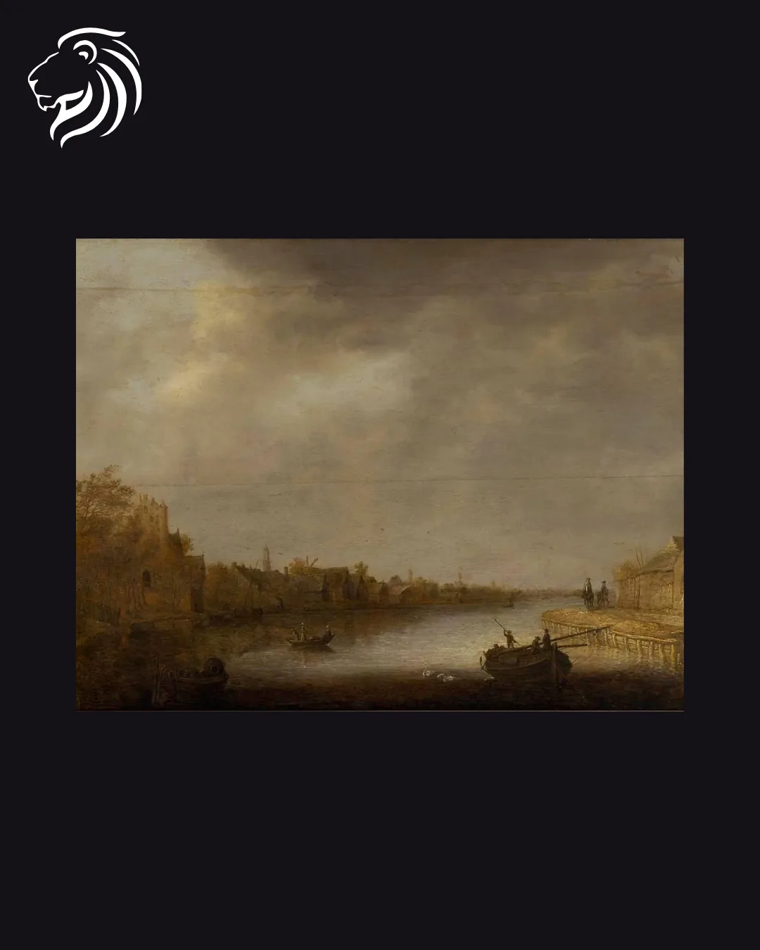 École de Aelbert Cuyp – Vue fluviale avec barques