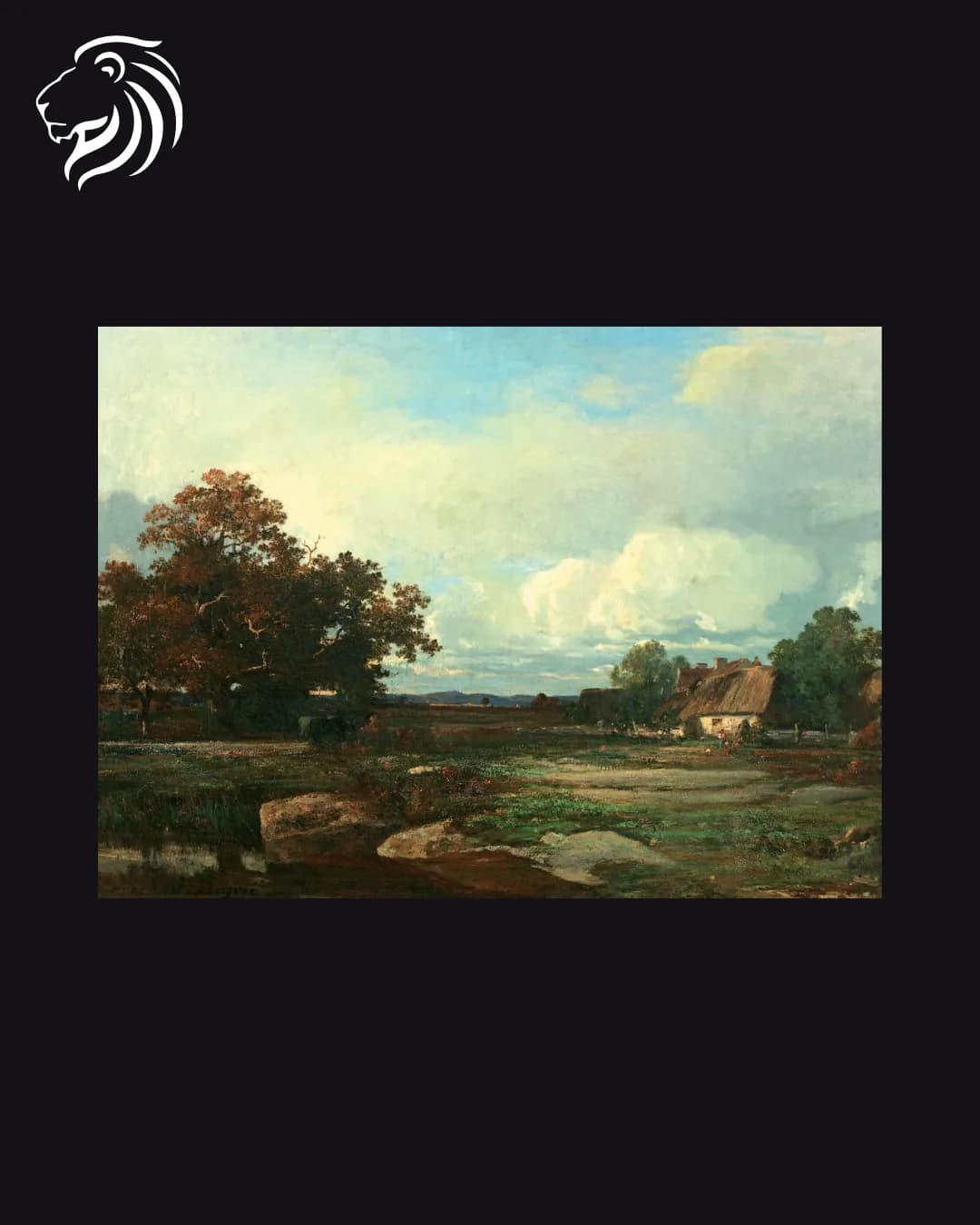 Dans le goût de Jules Dupré – Chaumière dans un paysage